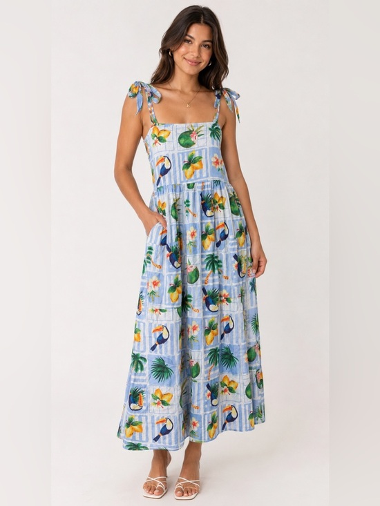 Tommy Bahama Dresses & Skirts - Free Destination Dress Tropical Toucan Tie Strap Maxi Dress Size medium